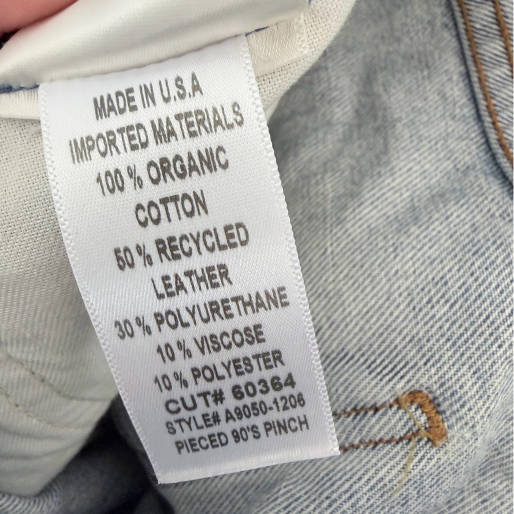 AGOLDE Pieced '90s High-Rise Leather Denim Straight‎ Leg Jeans size 29 pants - Picture 5 of 5